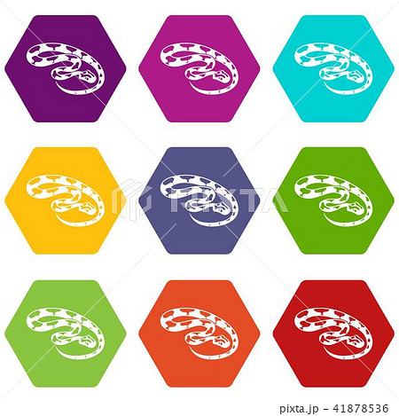 King snake icons set 9 vector 41878536