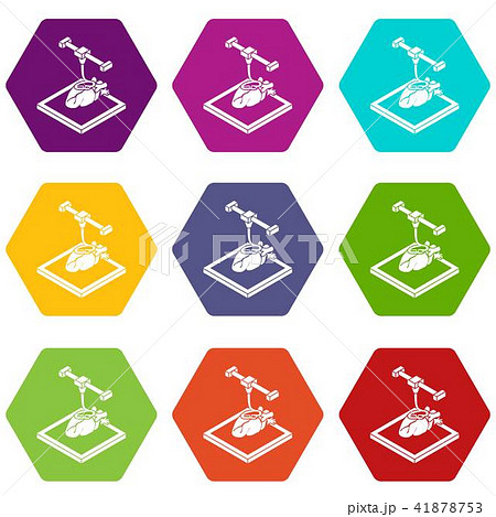 Heart d printing icons set 9 vector 41878753