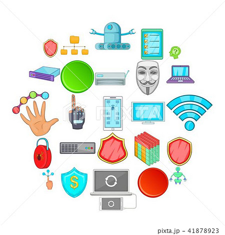 Cybercrime icons set, cartoon style Cybercrime icons set, cartoon style 41878923