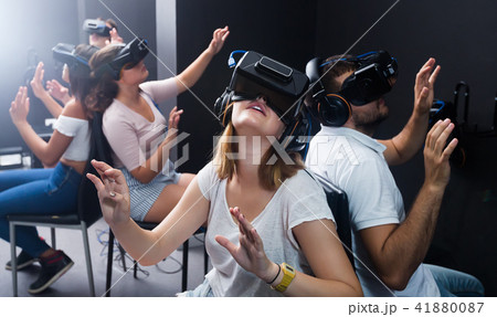 females and males enjoy virtual reality in the glasses females and males enjoy virtual reality in the glasses 41880087