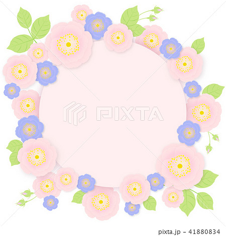可愛いバラの花の丸フレームのイラスト素材 4104