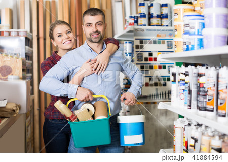 spouses with paint and instruments for repair 41884594