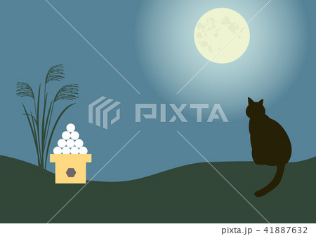 お月見をする猫のイラスト素材 [41887632] - PIXTA