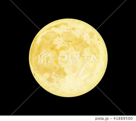 夜空に浮かぶ黄色い満月のイラスト素材 41889500 Pixta