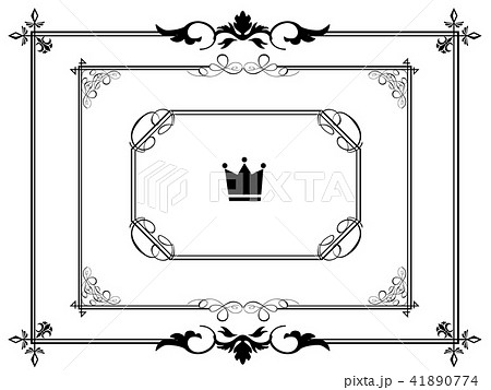 バロック調フレームのセット モノクロ クラシカルオーナメント 飾り罫 ベクターデータのイラスト素材
