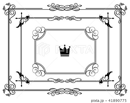 バロック調フレームのセット モノクロ クラシカルオーナメント 飾り罫 ベクターデータのイラスト素材