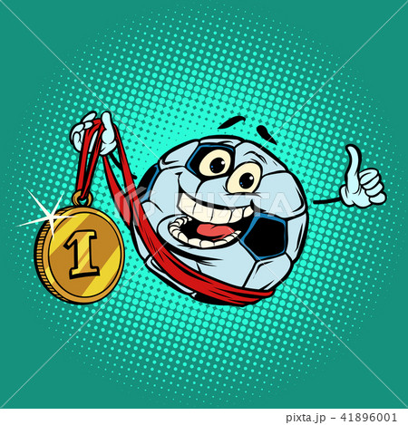 Winner first place gold medal. Character soccer ball football 41896001