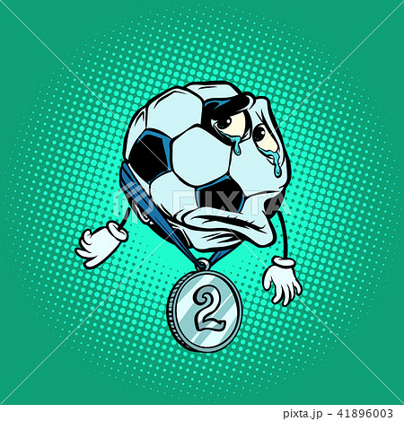 Failure second place silver medal. Character soccer ball footbal Failure second place silver medal. Character soccer ball footbal 41896003