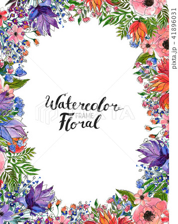 Watercolor Flower Border 41896031