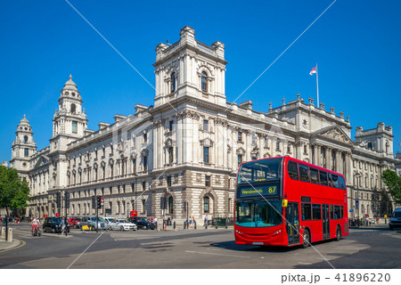 street view of london with double decker bus 41896220