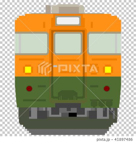 ドット絵風の電車（165系：湘南色）のイラスト素材 [41897486