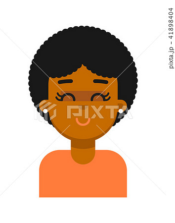 Satisfied facial expression of black girl avatar Satisfied facial expression of black girl avatar 41898404