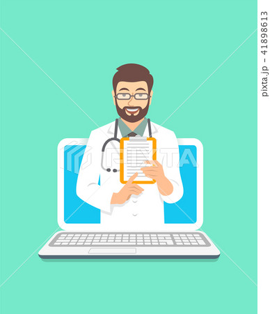 Young man doctor online consultation concept 41898613