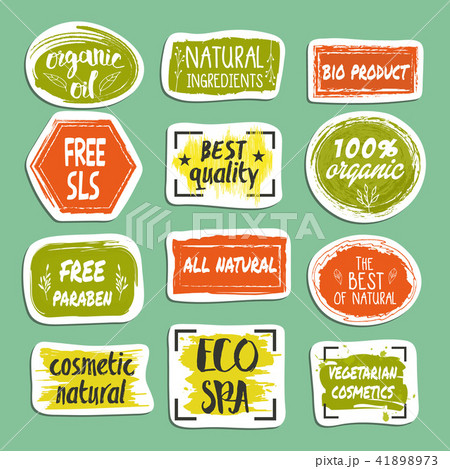 Natural cosmetics hand drawn labels set 41898973