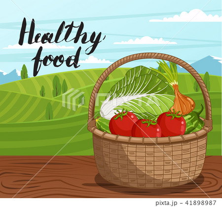 Healthy farm food banner with vegetable Healthy farm food banner with vegetable 41898987