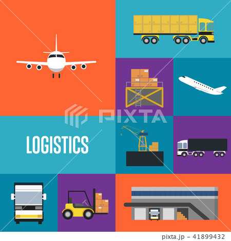 Logistics and freight transportation icon set 41899432