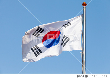 Flag of South Korea over blue sky Flag of South Korea over blue sky 41899634
