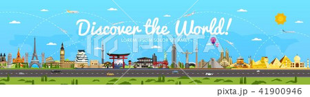 Discover the World poster with famous attractions 41900946