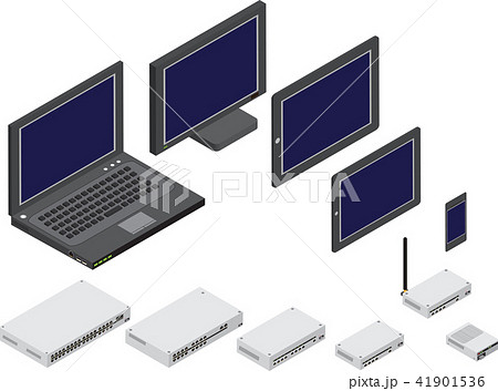 Isometric vector illustration of network devices Isometric vector illustration of network devices 41901536