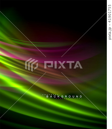 Neon glowing wave, magic energy and light motion background. Vector wallpaper template 41901755
