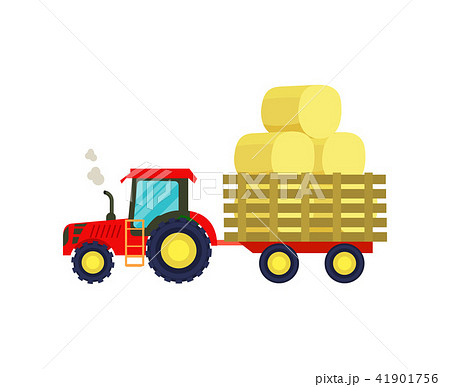 Tractor with hay on trailer icon 41901756