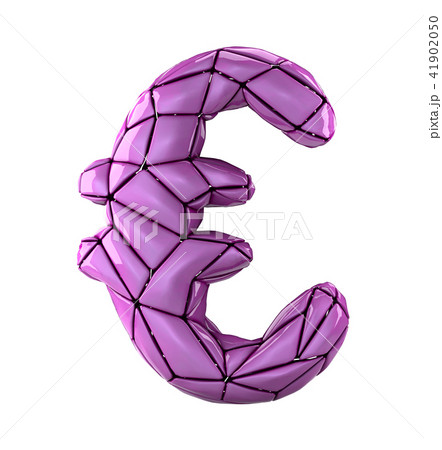 Euro sign made in low poly style isolated on white background. 41902050