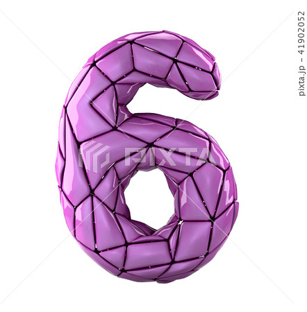 Number 6 six in low poly style pink color isolated on white background. 3d 41902052