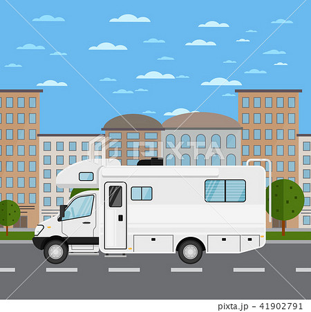 Modern camper van in urban landscape Modern camper van in urban landscape 41902791