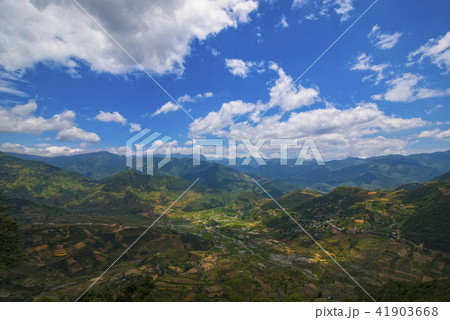 Terraced rice field in water season Terraced rice field in water season 41903668