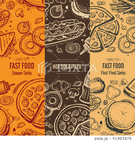 Fast food vintage hand drawn menu card set 41903876