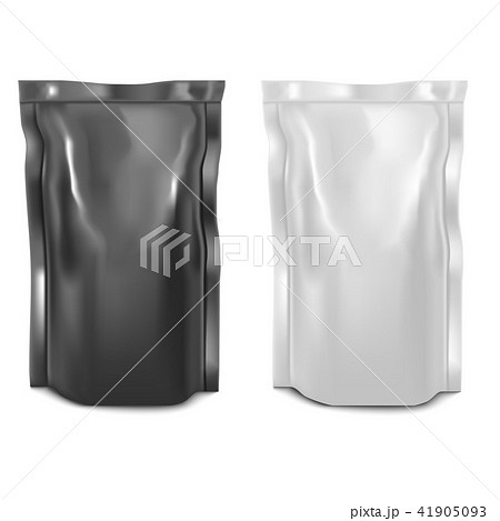 Black and White Doypack Package Mock Up in Realistic Style 41905093