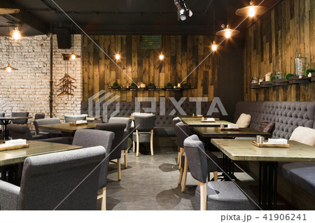 Cozy wooden interior of restaurant, copy space 41906241