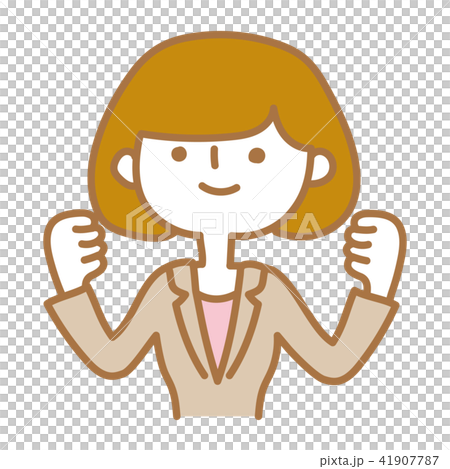 ガッツポーズをする女性 41907787