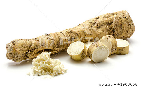 Fresh horseradish isolated on white Fresh horseradish isolated on white 41908668