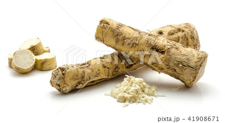 Fresh horseradish isolated on white Fresh horseradish isolated on white 41908671