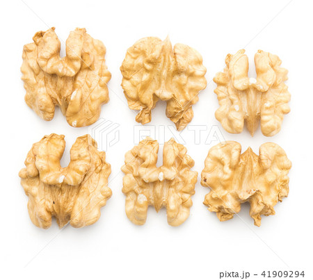 Raw walnut isolated on white Raw walnut isolated on white 41909294