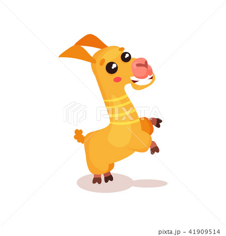 Happy Llama Alpaca Cartoon Character Having Fun のイラスト素材