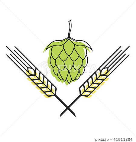 Hop And Barley Emblem Icon Label Logo Beer Pub のイラスト素材