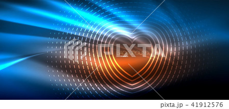 Neon glowing wave, magic energy and light motion background. Wallpaper template, hi-tech future 41912576