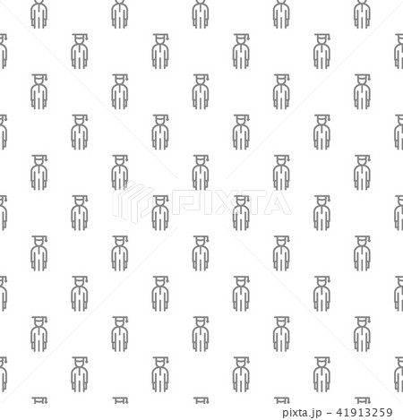 Simple student, man in graduation cap seamless pattern with various icons and symbols on white 41913259
