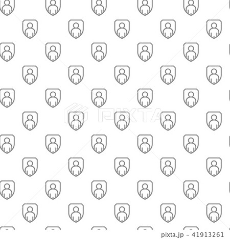 Simple man in shield, defender, business security seamless pattern with various icons and symbols on 41913261