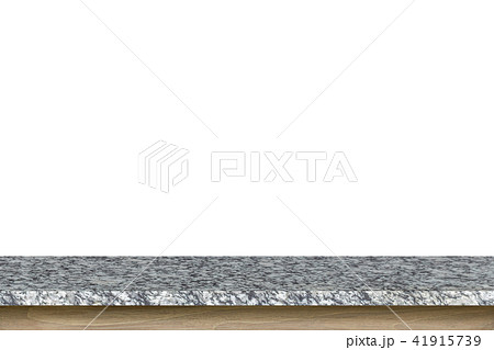 Empty top of granite stone table isolated on white background Empty top of granite stone table isolated on white background 41915739