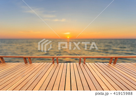 Wooden decking or flooring and tropical beach 41915988