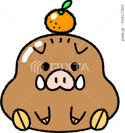 亥年の年賀状素材_鏡餅型のイノシシ 亥年の年賀状素材_鏡餅型のイノシシ 41917302