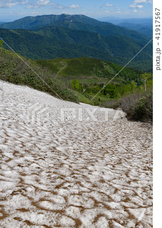 燧ヶ岳の雪渓と会津駒ヶ岳、熊沢田代 41917567