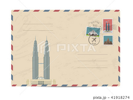 Vintage postal envelope with stamps 41918274