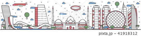 Travel in Abu Dhabi city line flat design banner 41918312