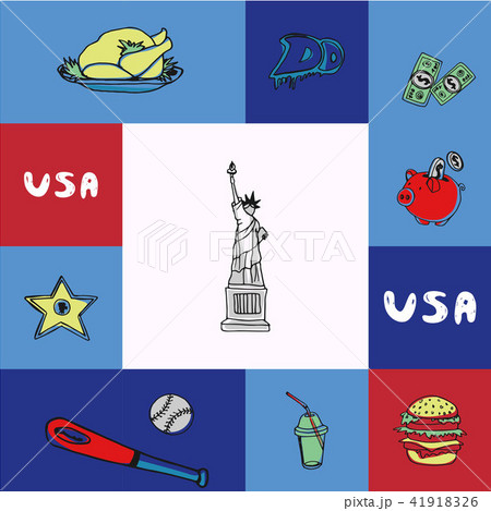 USA Squared Colorful Concept with Doodles 41918326