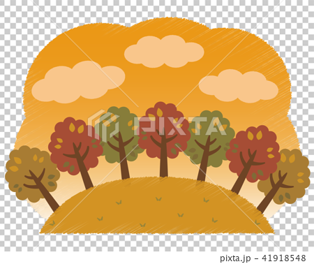 丘のイラスト 秋のイラスト素材