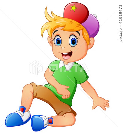 sitting boy on a white background 41919473